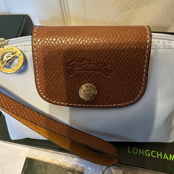 Longchamp Light Blue and Brown Wristlet - Picture 6 of 12